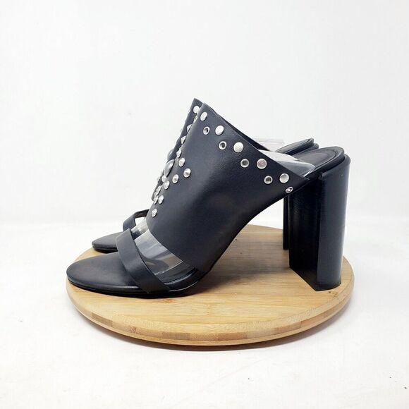 See by Chloe Bootie Women 40.5 Black Leather Studded Star Open Toe Heeled Sandal - Picture 2 of 12